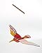 Bird Mobile Wood Carved Hand Painting Wooden Hanging Horn Bill Porch Decor Red