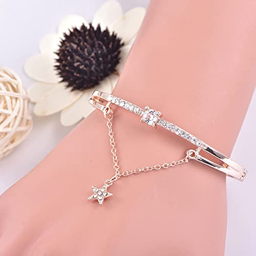 Crystal Bracelets, Synthetic Crystal Diamond Bangle Bracelet, Star Shape Drop Bracelet for Women/Men/Best Friend