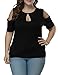 Allegrace Women's Plus Size Keyhole Front Short Sleeve Top Cold Shoulder T Shirt