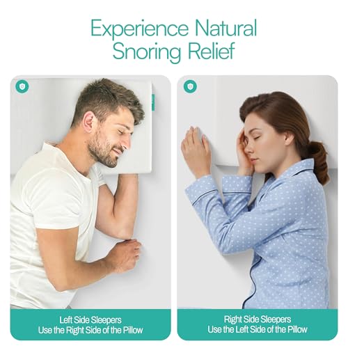 Pyramid Pillow – La original almohada antironquidos para dormir de lado, solución y remedio para ronquidos, almohada de espuma viscoelástica inclinada para apoyo de las vías respiratorias, almohada