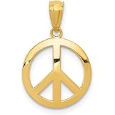 Auriga Fine Jewelry 10K Yellow Gold Polished Peace Sign Circle Pendant