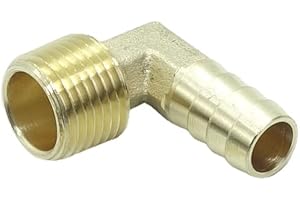 CDQBWKJGFJ 2 Pcs Brass Hose Barb Fitting 1/2" Barb x 1/2 NPT Male Pipe 90 Degree Elbow Adapter