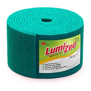 Scouring Pad Roll 19ft Economy Size, Heavy Duty Scrub Sponge Green, 19ft x 6in x 0.3in (6m x 15cm x 8mm) for Tough Stains and Cleaning Pans, Dishes, stoves, Cars, Bathroom, Sinks, Industrial, Home