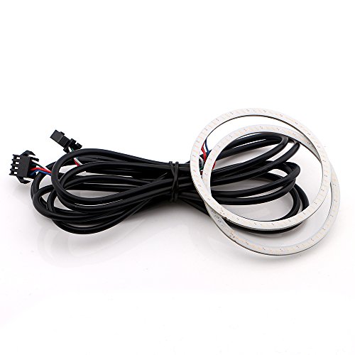 GrandviewTM 1-set 90MM Multi-Color RGB LED Halo Rings Light COB 90SMD Smart Phone iOS Android App Bluetooth Control Car Angel Eyes Circle Ring Headlight Lamp Daytime Running Lights(DRL)12V - Thumbnail 6