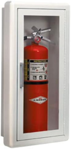 Jl Industries Fire Extinguisher Cabinet White, Fully Recessed, Flat Trim, Full Acrylic