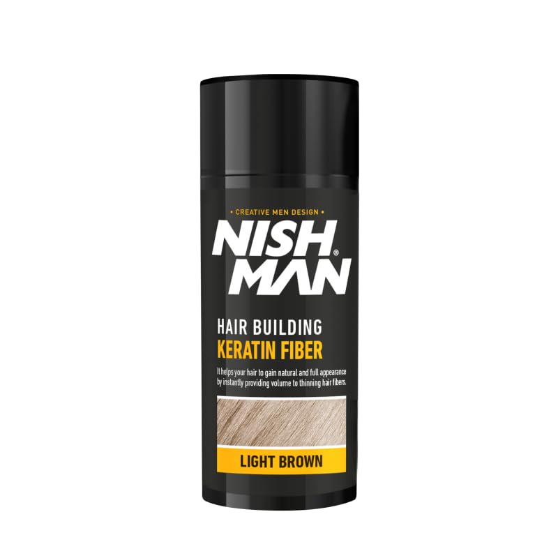 NISHMAN Hair Fibres, Light Brown, 21g | Hair Building Keratin Fiber | Hair Powder for Thinning Hair | Hair loss Concealer for Women & MeN