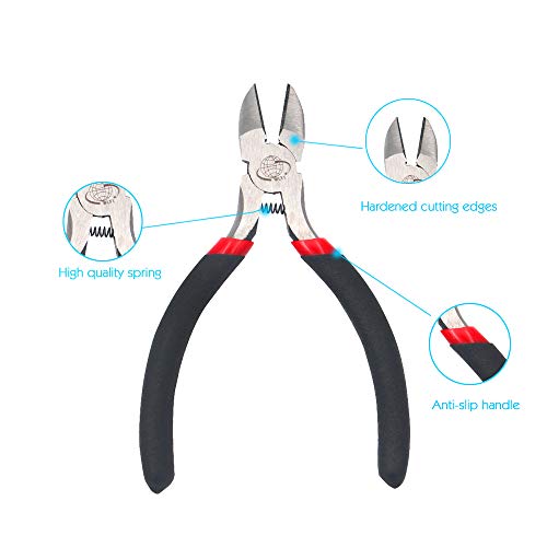 5 Piece Mini Pliers Set Professional Hand Tools Includes Needle Nose Pliers Long Nose Pliers Round Nose Pliers Diagonal Cutting Pliers End-Cut Pliers