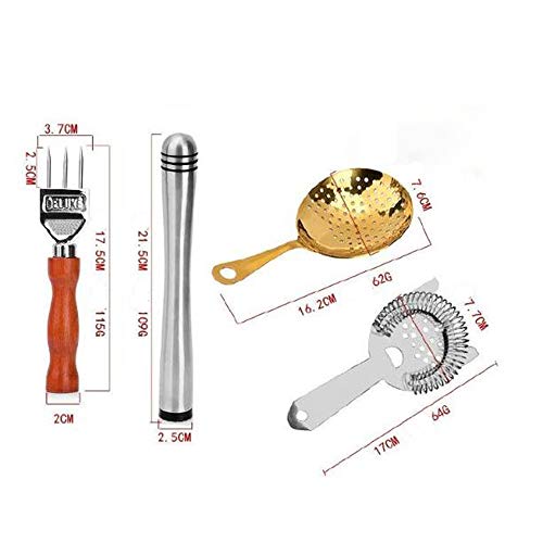 LPing Manhattan Cocktail Set,Silber Cocktail Set mit Edelstahl Shaker,Holz Muddler,Twisted Bar Löffel,Hawthorne Sieb und… – Bild 4