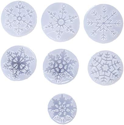 Keahup Snowflake Pendant Molds, 7 Pieces Christmas Snowflake Pendant Molds Kit Resin Casting Jewelry Making Tools