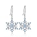 JewelryPalace Snowflake Earrings, Genuine Swiss Blue Topaz Dangle Earrings for Women, 14k Gold Plated 925 Sterling Silver Earrings for Women, Gemstones Birthstone Drop Earrings for Women