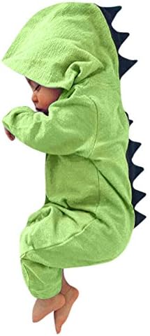 Robiear Newborn Infant Toddler Dinosaur Pattern Jacket Warm Outfits Clothes - Baby Boys Girls Hooded Zipper Tops Coat (0-3 months, Jumpsuit-Green)