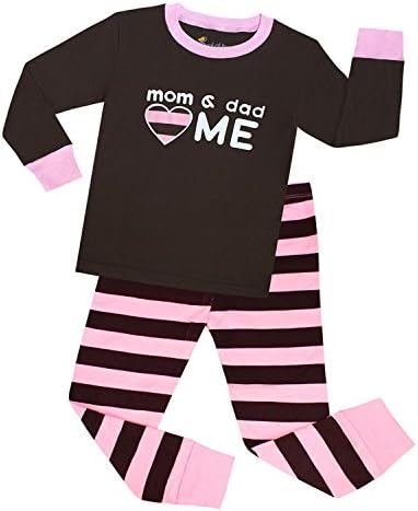 "Love's Theme" Little Girls' 2 Piece Long Sleeve Pajama Sets 100% Cotton Sleepwear Toddler Kids Clothes