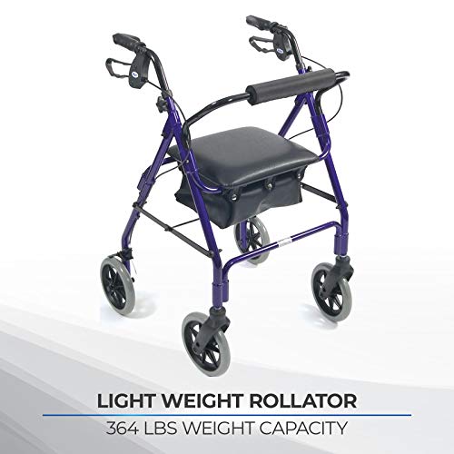Days Lightweight Aluminum Rollator, Adjustable Rolling Walker with Seat for Elderly, Disabled, & Limited Mobility Patients, Walking Stabilizer with Four Wheels, 364 lb. Weight Capacity - Thumbnail 3