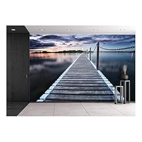 Pontoon Jetty Across The Water - Removable Wall Mural | Self-Adhesive Large Wallpaper - 66x96 inches