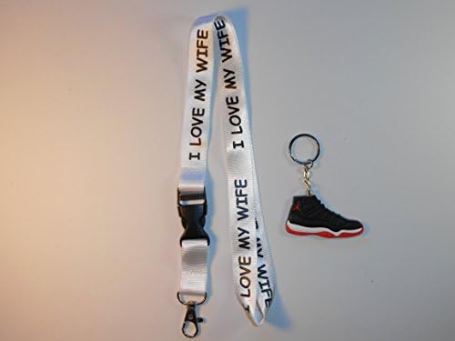 One I Love My Wife Lanyard with One Jordan Shoe Keychain
