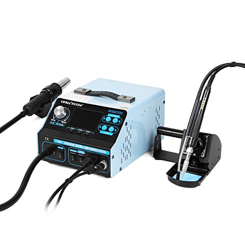 OlogyMart 992DA+220V 3 In 1 SMD Rework Station Smoke Absorber Vacuum Pump Soldering Iron Station EU Plug