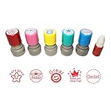 WAF Pack of 5 Sorted Teacher Stamps Teacher Self-Inking Rubber Stamps Teacher Review Photosensitive Stamps for Education