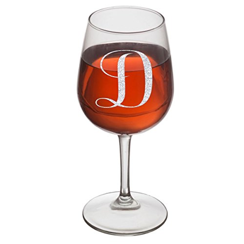 Monogrammed A-Z Wine Gifts for Women - 12.75 oz Engraved Personalized Wine Glass- Funny Wine Lover Monogram Gifts for Women - Unique Wine Glasses Gift Set (D)