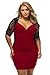 Women's V Neck Half Sleeve Ruched Lace Illusion Plus Size Night Out Cocktail Sexy Dresses