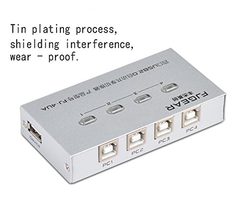 C-Zone High Speed 4 Port USB 2.0 Switch Hub Sharing Switcher Auto Printer Scanner Externa-white