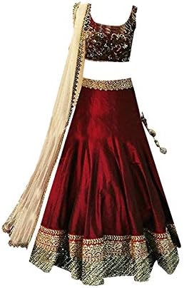 Simandra Fashion Girl's Taffeta Silk Partwear Lehenga Choli (Kids_7 To 12 Years Age_Free Size)