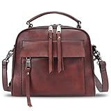 Genuine Leather Satchel Purse for Women Retro