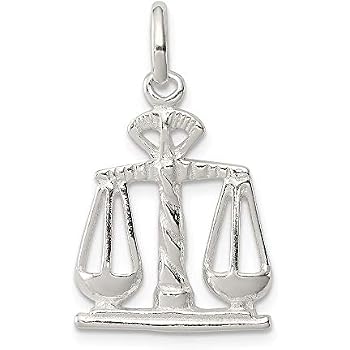 Sterling Silver 3D Scales Of Justice Charm Pendant Necklace - Polished Legal Symbol Jewelry