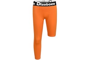Dizoboee Youth Boys Compression Pants One Leg 3/4 Leggings for Sports Kids Basketball Tights
