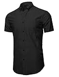 SBW Men's Basic Button-Collar Chambray Short Sleeve Shirt