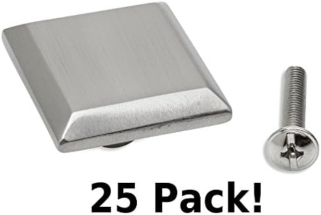 Square Cabinet &amp; Drawer Knobs —Kitchen Cabinet, Bathroom. Satin Nickel, 1-3/16 inch. (25 pack) by Frontier Hardware