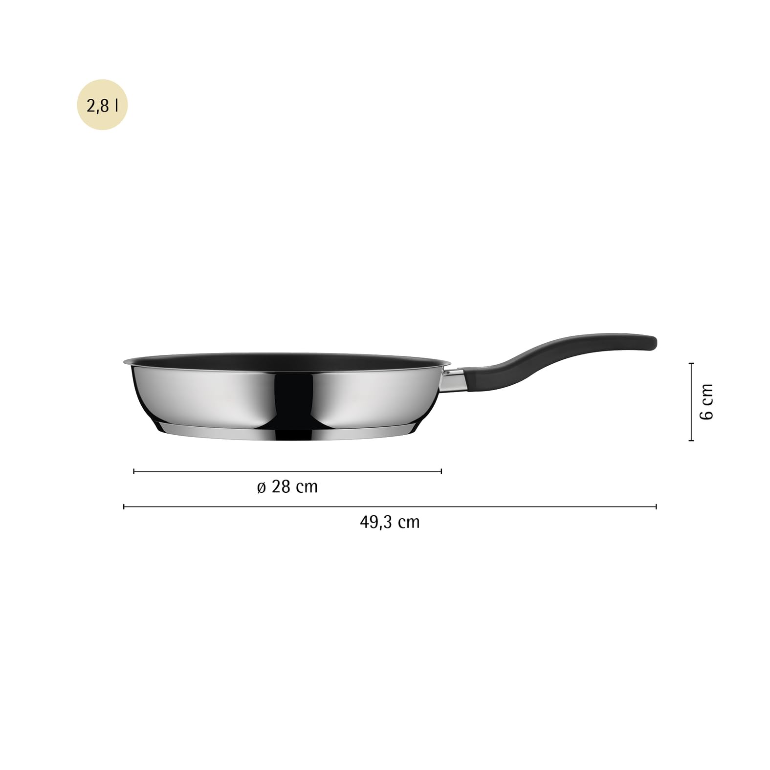 WMF Devil Bratpfanne beschichtet 28 cm, Edelstahlpfanne Induktion, Antihaftbeschichtung, fettarmes Braten, backofenfest bis 70 Grad, für alle Herdarten geeignet, Kunststoffgriff 6