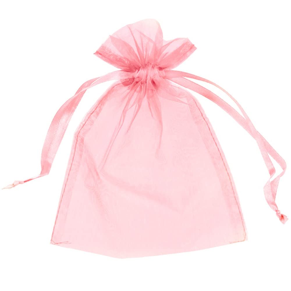 50 Organza Bags Wedding Favours Party Jewellery Pouches Mesh Drawstring Gift Wrap (7cm x 9cm, Baby Pink)