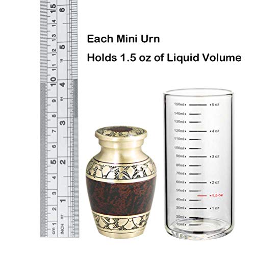 Keepsake Urns for Human Ashes Small Boxes, Mini Funeral Cremation Urns Adult - Fits a Small Amount of Cremated Remains - Burial at Home or Office Decor ( Tranquility Brown, Hand Engraved Brass