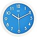 hito Silent Kids Wall Clock Non Ticking 10 inch Excellent Accurate Sweep Movement Glass Cover, Decorative for Kitchen, Living Room, Bathroom, Bedroom, Office (Blue)