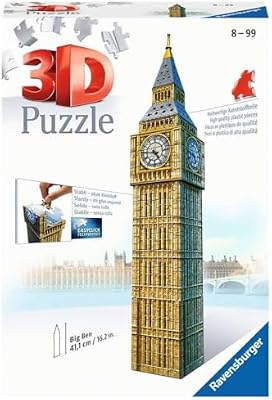 - Puzzle 3D Building - Big Ben - A partir de 10 Ans - 216 pièces numérotées à Assembler sans Colle - Accessoires de Finition Inclus - 12554