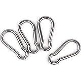Faswin 3 Inch Stainless Steel Spring Snap Hook Carabiner, Set of 4