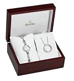 Bulova Women's 96T71 Crystal Pendant and Bracelet Boxed White Dial Watch