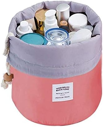 Janravi Bucket Barrel Round Shaped Cosmetic Makeup Travel Bag Pouch for Men and Women