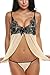 Avidlove Women Lingerie 2 Pieces Strap Sleepwear Lace Chemise See-Through Babydoll Apricot M