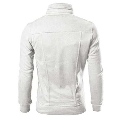 Coat Men, TurningPo Fashion Men Slim Designed Lapel Cardigan Coat Full Zip Jacket (Asian XL, White)