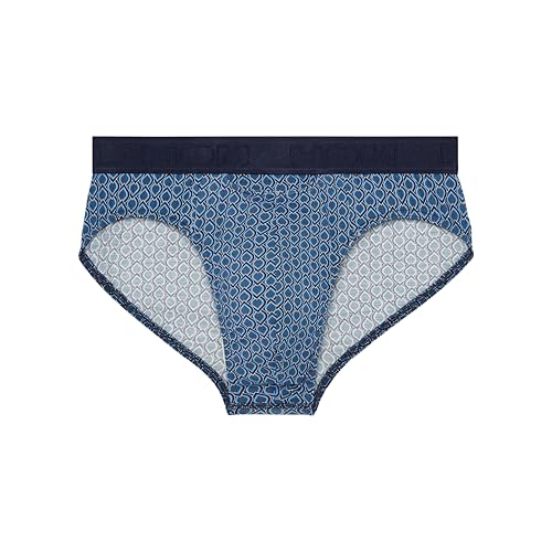 HOM Homme Slip Ho1 Martinez Briefs, Imprimé D'écailles Abstraites Bleu, Fond Marine, XXL EU
