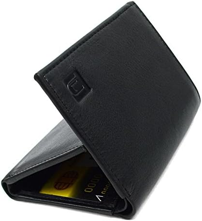 Leather RFID Blocking Protection Tri-Fold Trifold Wallet (Black)