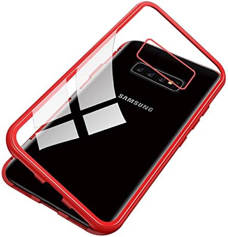 Vomano Galaxy S10 Plus Magnet case, Ultra Slim Shockproof Magnetic Adsorption Flip Tempered Glass Cover
