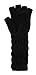 LL- Womens Warm Winter Arm Warmer Knit Fingerless Long Gloves 5 Half Fingers (Black Solid)