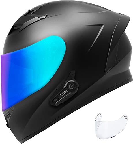 casco de motocicleta gdm venom con intercomunicador bluetooth hypersonic gdm negro mate 