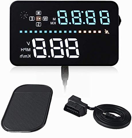 Head Up Display -3.5 Inch Universal Car Head-Up Display Multi-Color Windshield Screen Projector Vehicle Speed & GPS Navigation Compass, Plug & Play