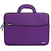 Evecase 13.3-14 inch Slim Portable Neoprene Carrying Laptop Sleeve Case Bag w/ Handles and Accessory Pocket (Purple with Black Trim)