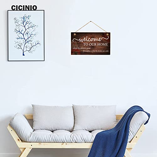 Welcome to Our Home Wooden Sign, Rustic Farmhouse Home Wall Decor for Living Room Outdoor Wall Decorations Wood Frame 6 X 10 Inch
