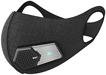 YZH Intelligent Dust-Proof Electric Mask Pm2.5 Industrial Dust Removal/Bacteria/Allergy/Pollution/Pollen Sports Sunscreen Silk Mask Comfortable Breathable Black