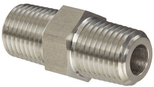 Eaton Weatherhead 3081X4 Stainless Steel 316 Fitting, Hex Nipple, 1/4" NPT Male, 1.45 inches Length - Thumbnail 3